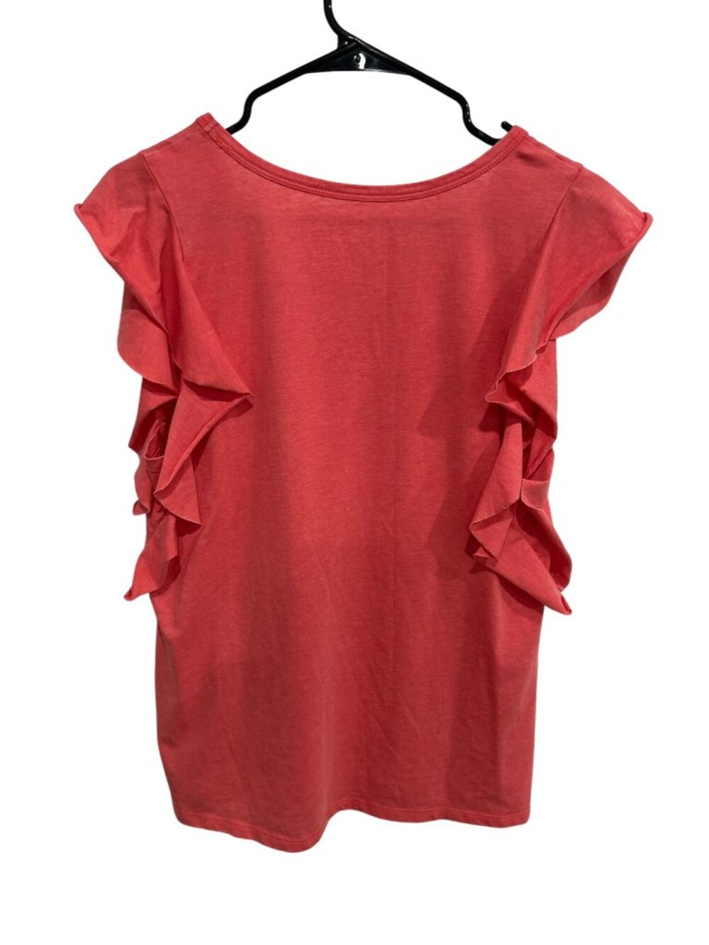 Time And Tru Large Coral Ruffle Sleeves V-Neck Top Eco Boho Minimalist
